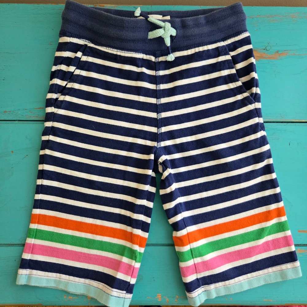 Boden Kids Striped Shorts Navy White Orange Green Pink Blue Drawstring Size 5y